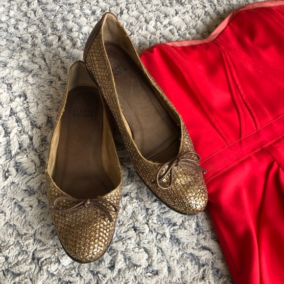 Stuart Weitzman Shoes - Stuart Weitzman Gold Ballet Flats Size 5M